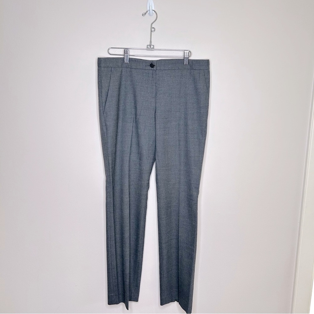 Theory Wool Blend Straight Leg Trousers Charcoal Gray Size 8